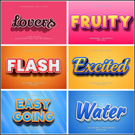 7款创意艺术字3D立体艺术字文本样式矢量模版93