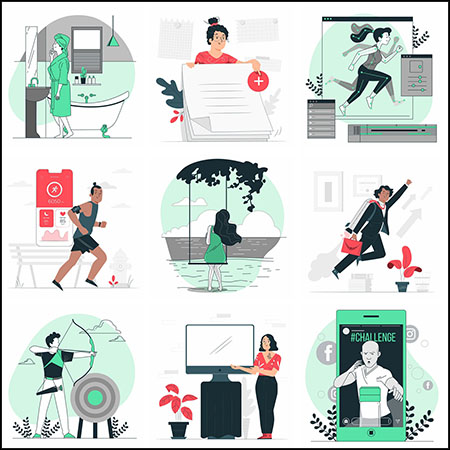 14款工作运动休闲生活第一素材网矢量插图精选