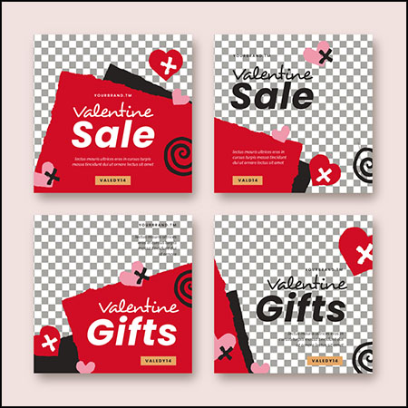 4款情人节互联网交互网站促销横幅第一素材网矢量模板精选