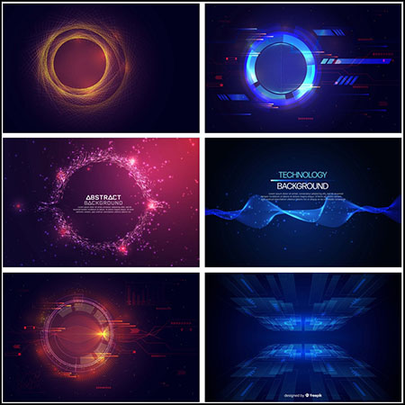 13款几何波浪抽象粒子科技主视觉KV展板背景EPS格式