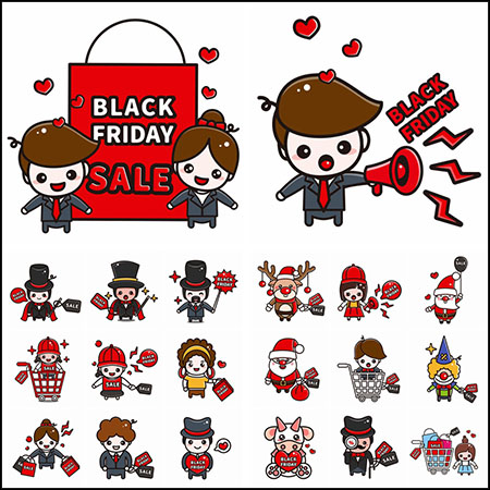 20款圣诞节黑色星期五商场促销打折剪贴画第一素材网矢量素材精选