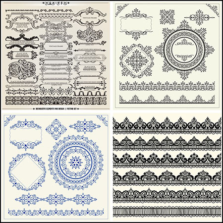 10套复古欧式花纹矢量边框装饰图案