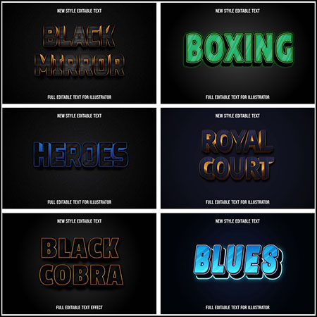 6款创意艺术字3D立体艺术字文本样式矢量模版101