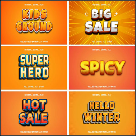 6款创意艺术字3D立体艺术字文本样式矢量模版102