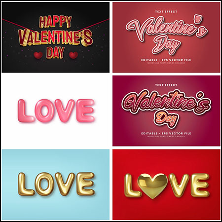 7款情人节英文艺术字第一素材网矢量素材精选