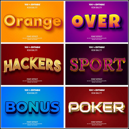 7款创意艺术字3D立体艺术字文本样式矢量模版104