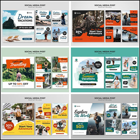 6套交互网站旅游促销横幅第一素材网矢量模板精选