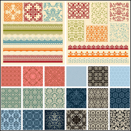 5套欧式花纹图案无缝背景第一素材网矢量素材精选
