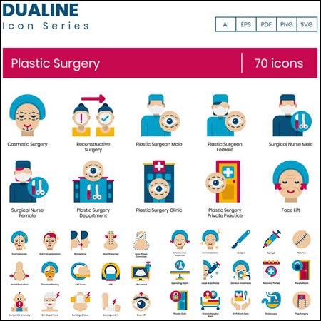 70个外科整形手术第一素材网矢量图标精选