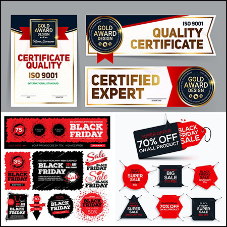 4套黑色星期五标签横幅第一素材网矢量模板精选