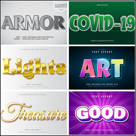 7款创意艺术字3D立体艺术字文本样式矢量模版112