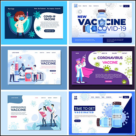 8款新冠病毒预防治疗网页插图第一素材网矢量素材精选