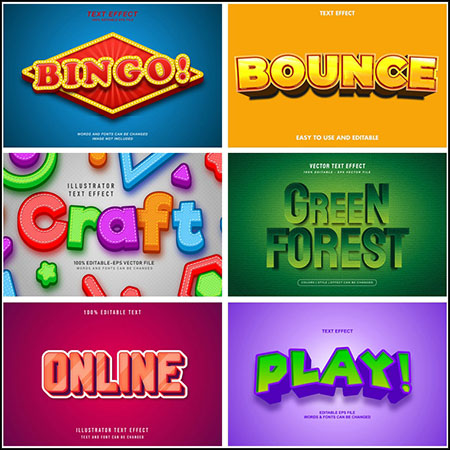 6款创意艺术字3D立体艺术字文本样式矢量模版114