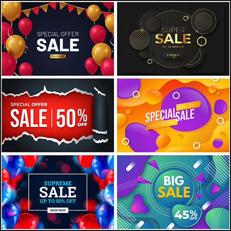 10款商场超级促销打折横幅背景第一素材网矢量模板精选