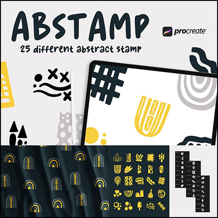 25款抽象图案ai第一素材网矢量素材精选Procreate笔刷