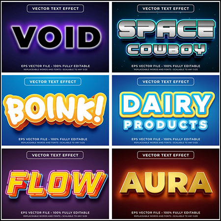 9款创意艺术字3D立体艺术字文本样式矢量模版115