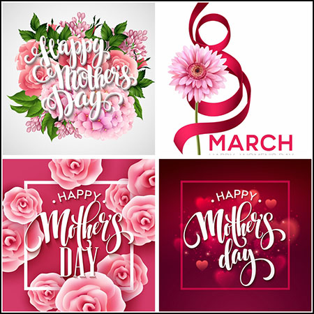 7款母亲节快乐鲜花装饰插图第一素材网矢量素材精选