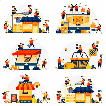 5款电商网上购物插图第一素材网矢量素材精选