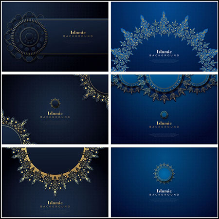 7款伊斯兰金色花纹图案背景第一素材网矢量素材精选