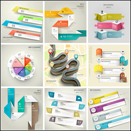 19套数字标签序号信息图表企业发展流程图第一素材网矢量模板精选