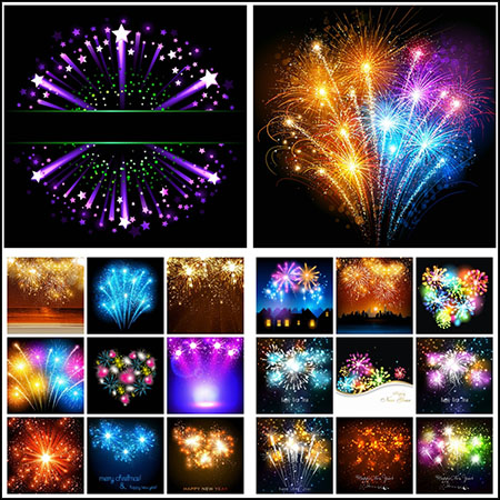 25款炫彩绽放的烟花背景第一素材网矢量素材精选