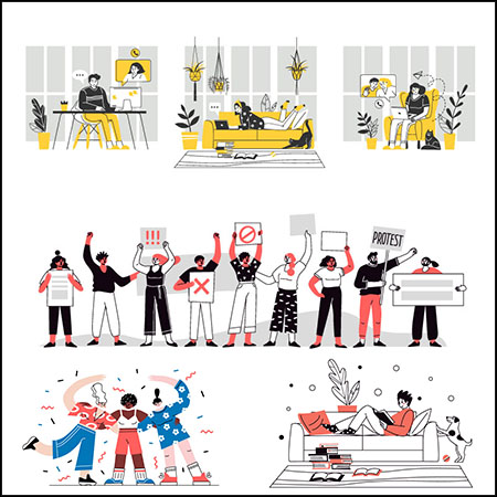 11款网上图书馆在线阅读概念插图第一素材网矢量素材精选