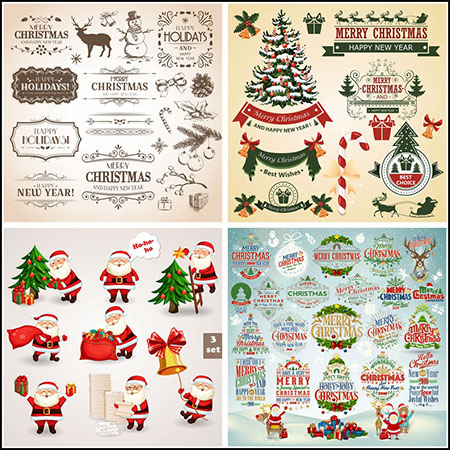 10套新年圣诞节雪人圣诞老人装饰剪贴画艺术字第一素材网矢量素材精选