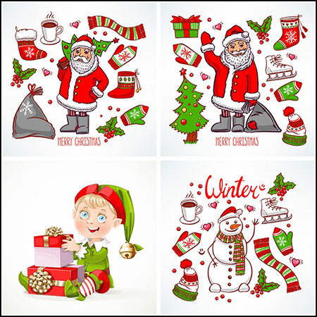 11款圣诞老人圣诞节元素第一素材网矢量插图精选