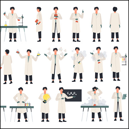 科学化学家卡通人物插图第一素材网矢量素材精选