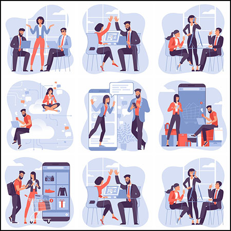 7款网上移动平台购物平面插图第一素材网矢量素材精选