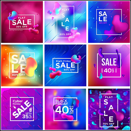 10款渐变抽象促销打折横幅背景第一素材网矢量素材精选