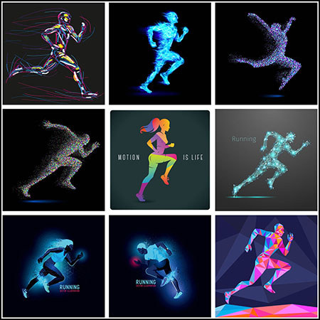 16款跑步运动抽象人物第一素材网矢量插图精选