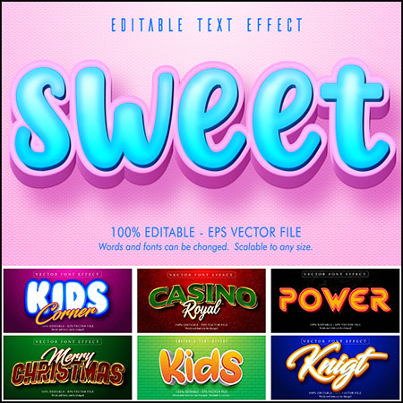 8款创意艺术字3D立体艺术字文本样式矢量模版119