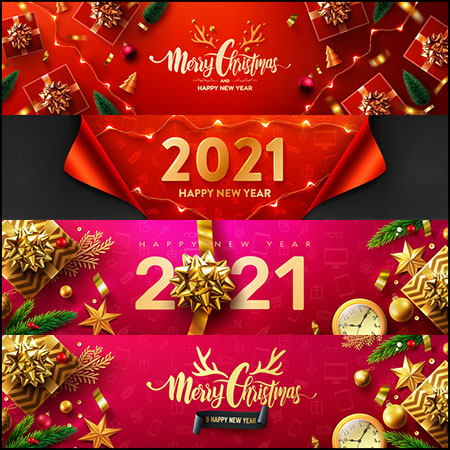 8款新年圣诞节红色喜庆横幅背景第一素材网矢量素材精选