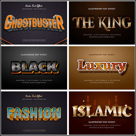 8款创意艺术字3D立体艺术字文本样式矢量模版120