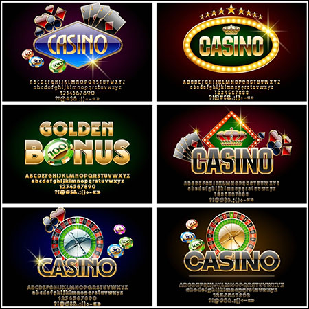 6款棋牌游戏插图和英文字母数字符号艺术字第一素材网矢量素材精选