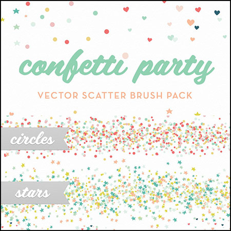 派对散布的五彩纸屑爱心PS/AI笔刷