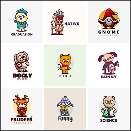 11款可爱卡通动物LOGO标志第一素材网矢量素材精选