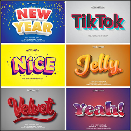 6款创意艺术字3D立体艺术字文本样式矢量模版124