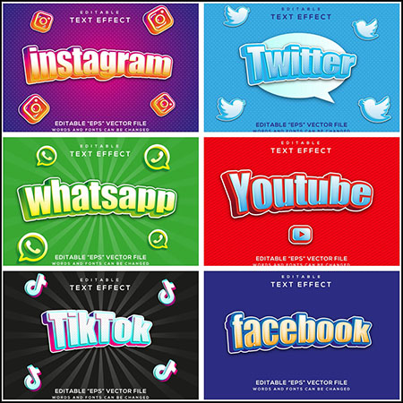 6款创意艺术字3D立体艺术字文本样式矢量模版126