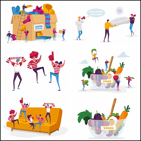 11款巨大的蔬菜和年轻人角色插图第一素材网矢量素材精选