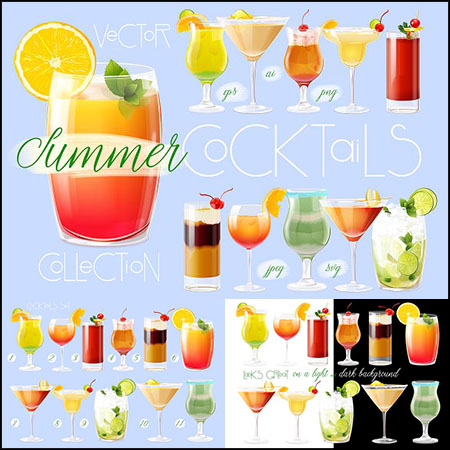 11款夏季水果饮料饮品果汁第一素材网矢量插图精选