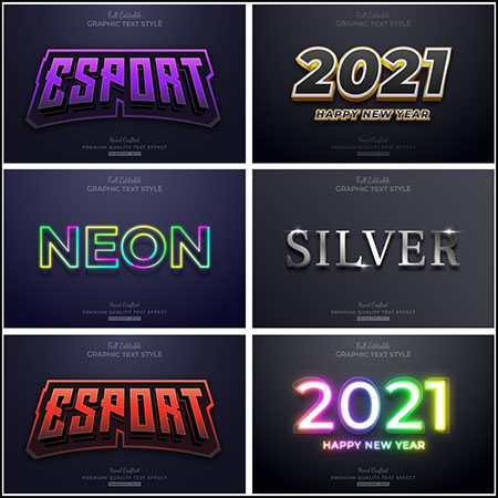 7款创意艺术字3D立体艺术字文本样式矢量模版130