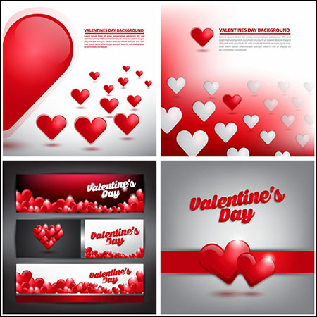6款情人节爱心横幅背景第一素材网矢量素材精选