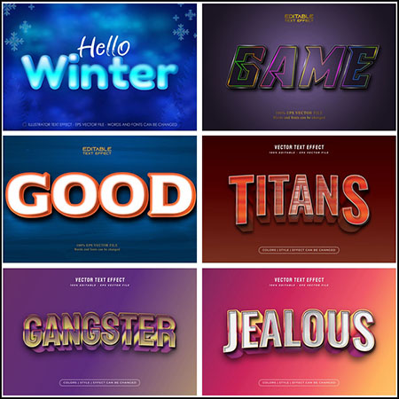 6款创意艺术字3D立体艺术字文本样式矢量模版134