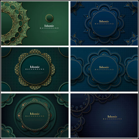 伊斯兰风格花纹图案矢量横幅背景