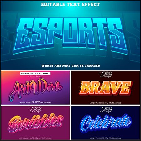 6款创意艺术字3D立体艺术字文本样式矢量模版136