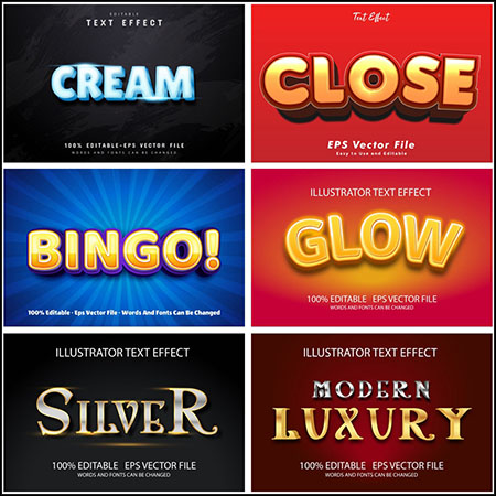 7款创意艺术字3D立体艺术字文本样式矢量模版137