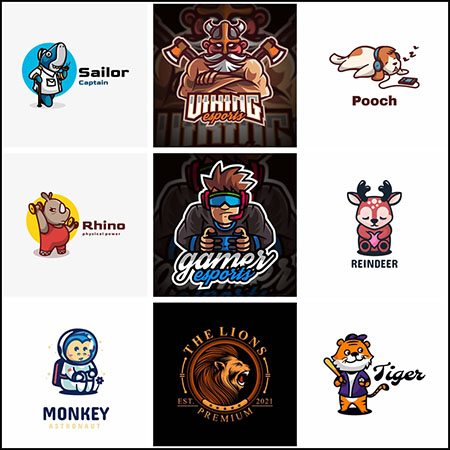 13款可爱卡通动物电子竞技LOGO图标第一素材网矢量标志精选