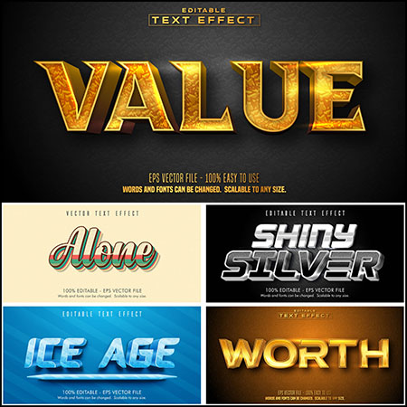 8款创意艺术字3D立体艺术字文本样式矢量模版139